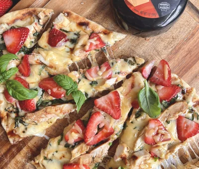 Smoky Gouda Chicken and Berry Flatbread