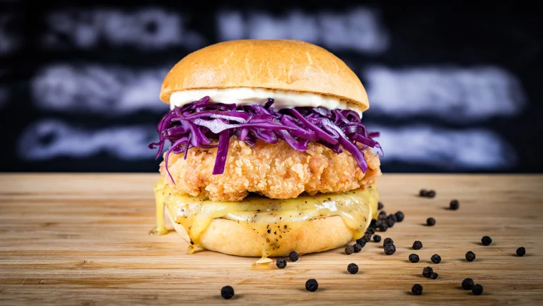 Castello Cheddar Crispy Chicken Burger & Coleslaw