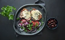 Grilled Summer Pork Chops with Blue Cheese