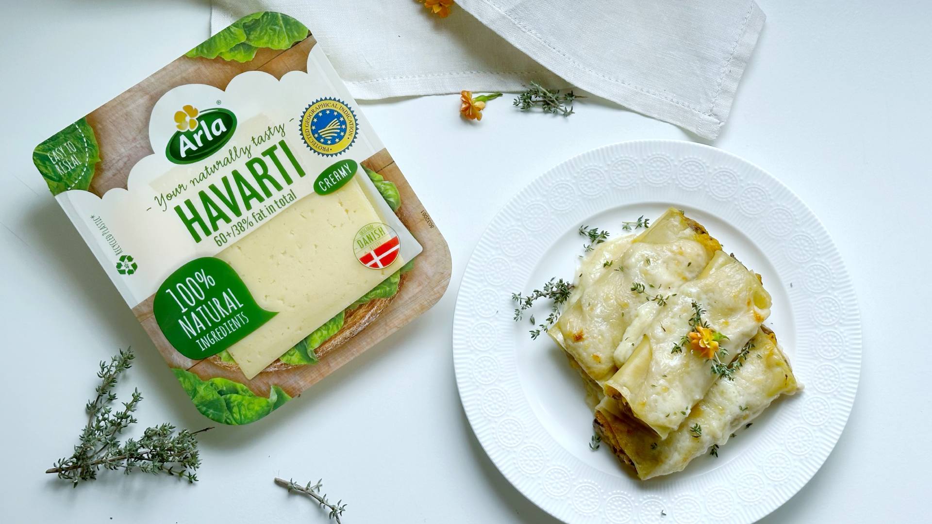 Canelones de calabaza y Arla Havarti