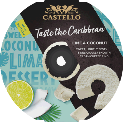 Castello® Serek kremowy dekorowany z limonką i kokosem 125g