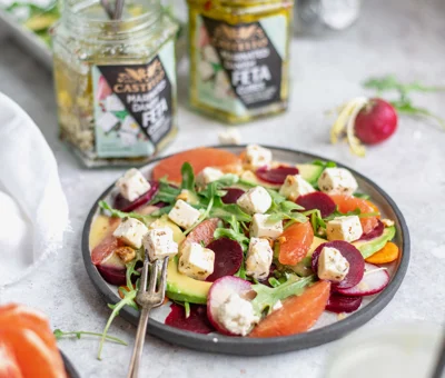Shaved Root Vegetable and Marinated Feta Salad