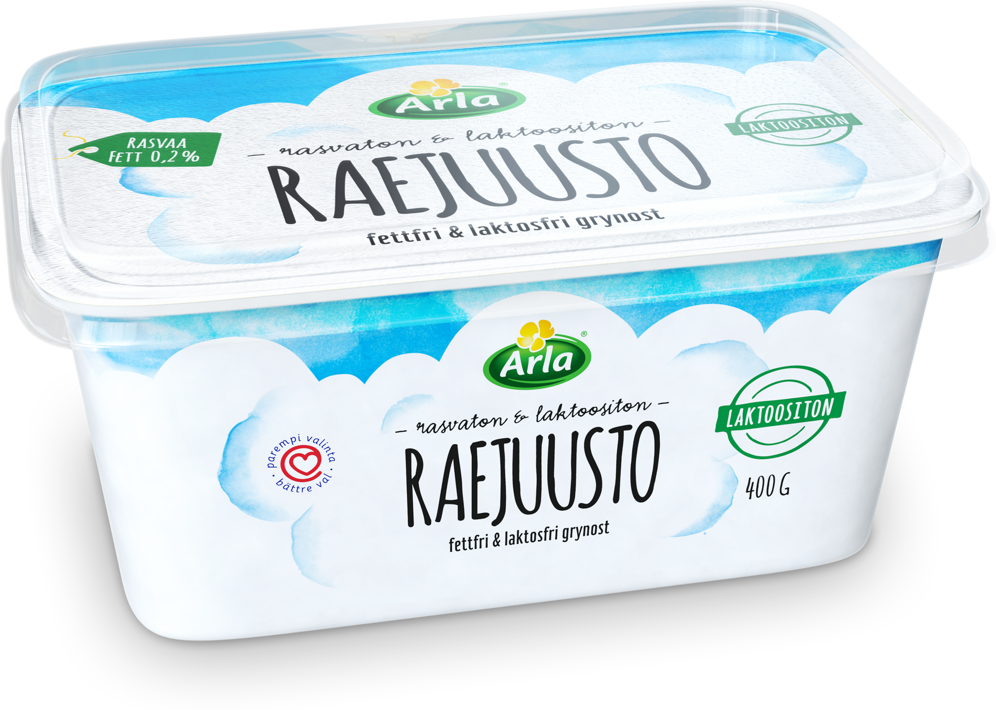 Arla rasvaton laktoositon raejuusto 400g