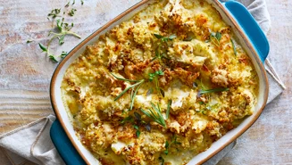 Bloemkoolgratin met paneermeel