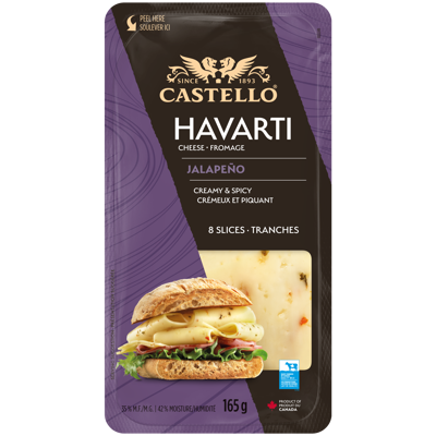 Fromage havarti aux piments jalapenos Castello® en tranches