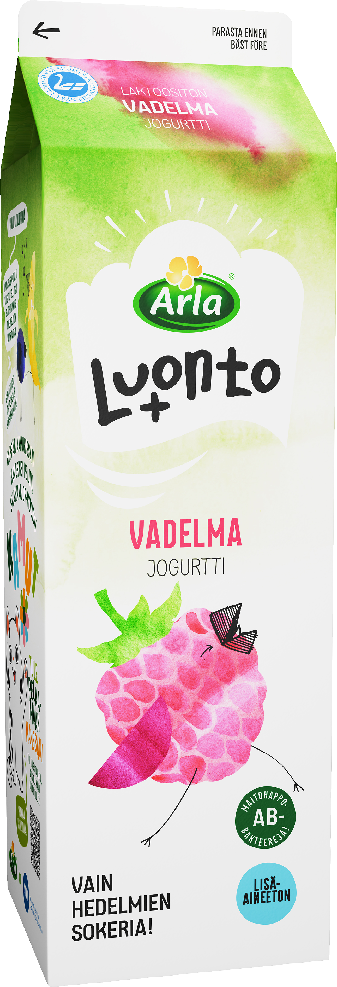 Arla Luonto+ AB vadelmajogurtti 1kg laktoositon