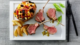 Lammekrone med hokkaidofyldte svampe