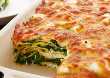 Lactosevrije lasagne met spinazie en champignons