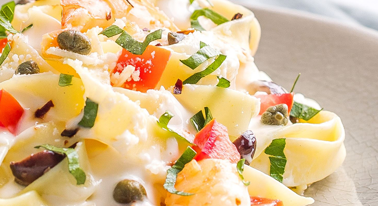 Rezept für Fettuccine mit Garnelen | Arla - Rezept