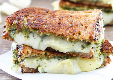 Pesto, Artichoke, and Havarti Grilled Cheese
