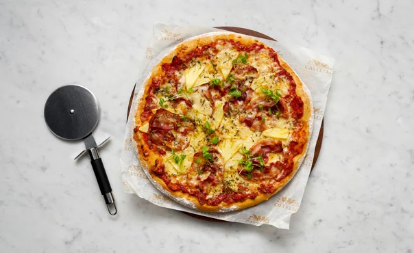 Hawaii Pizza with Pancetta and Rosemary