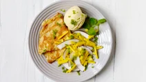 Kokospandekager med mangosalsa og grønt sukker