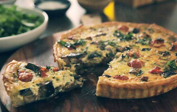 Aubergine, Tomato and Cheese Tart