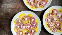 Bedecarpaccio med gedeostcreme