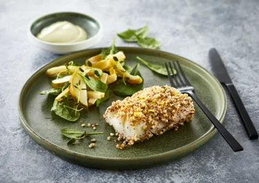 Bagt torsk med sennepsdressing