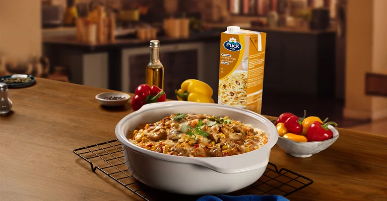 صينية الرز بالدجاج والكريمة