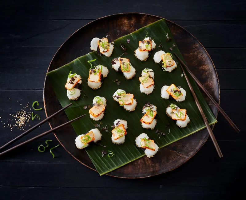 Sticky Rice Bites Menu Sticky rice bites - canapés with Castello® Chili & Ginger Cream Cheese ...