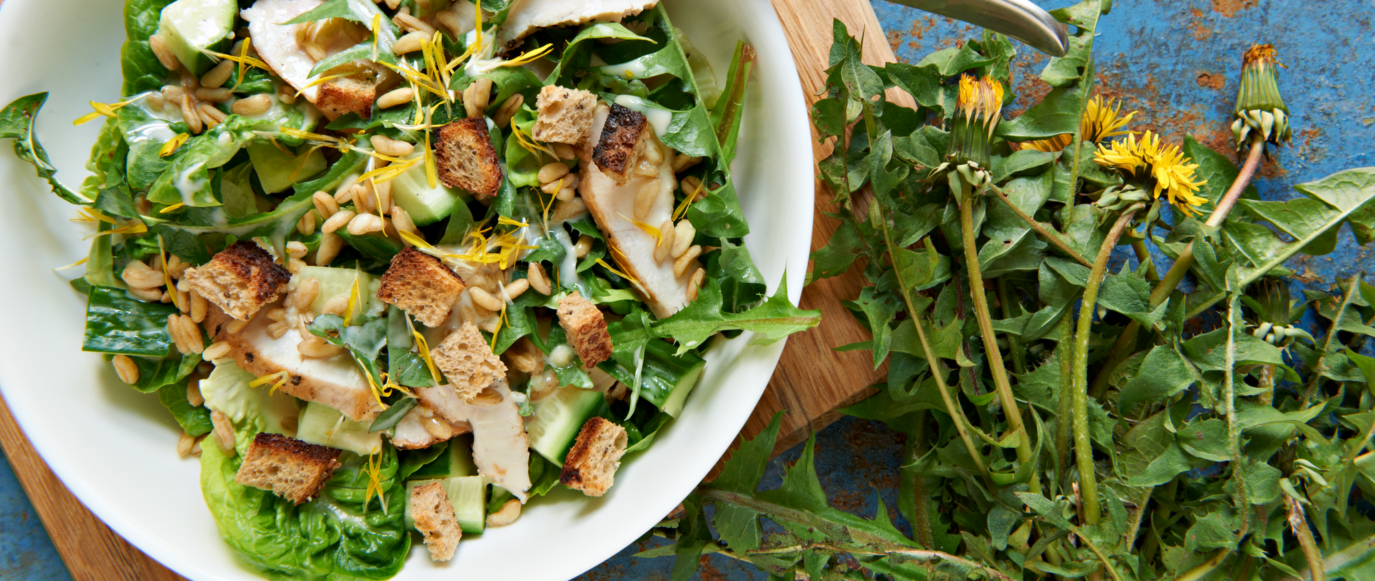 Kyllingesalat med mælkebøtte