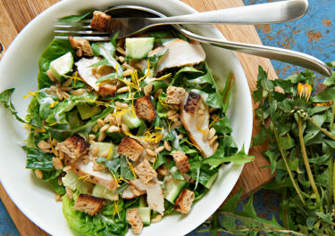 Kyllingesalat med mælkebøtte