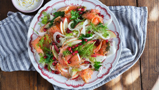 Fänkålssallad med gravad lax och citronkräm