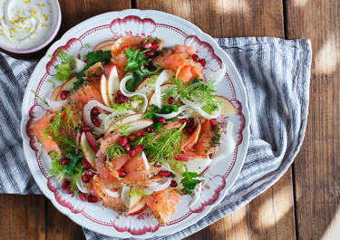 Fänkålssallad med gravad lax och citronkräm