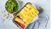 Gratinerede cannelloni med løvstikke