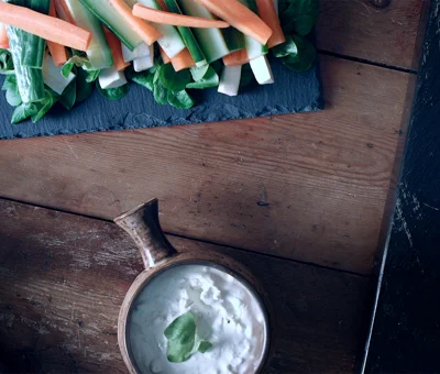 Blue Cheese Dip with Root Vegetables