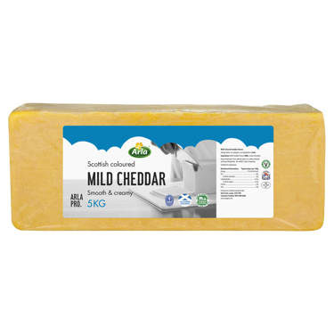 Arla Pro Scottish Mild Coloured Cheddar Cheese Block 5kg