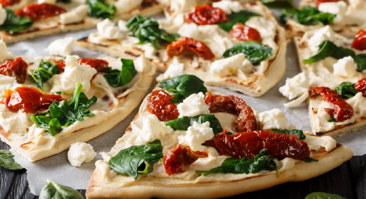 White Cheese and Spinach Flatbreads