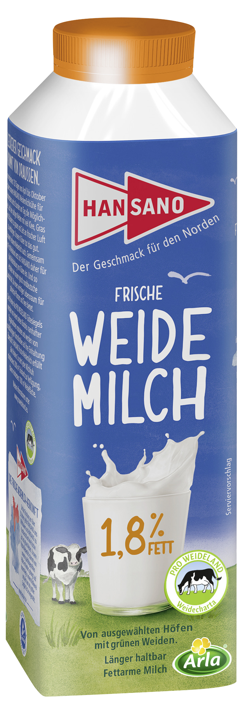 Hansano Frische Weidemilch 1,8%