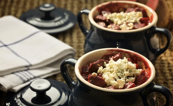 Beef and Beetroot Casserole with Blue Cheese