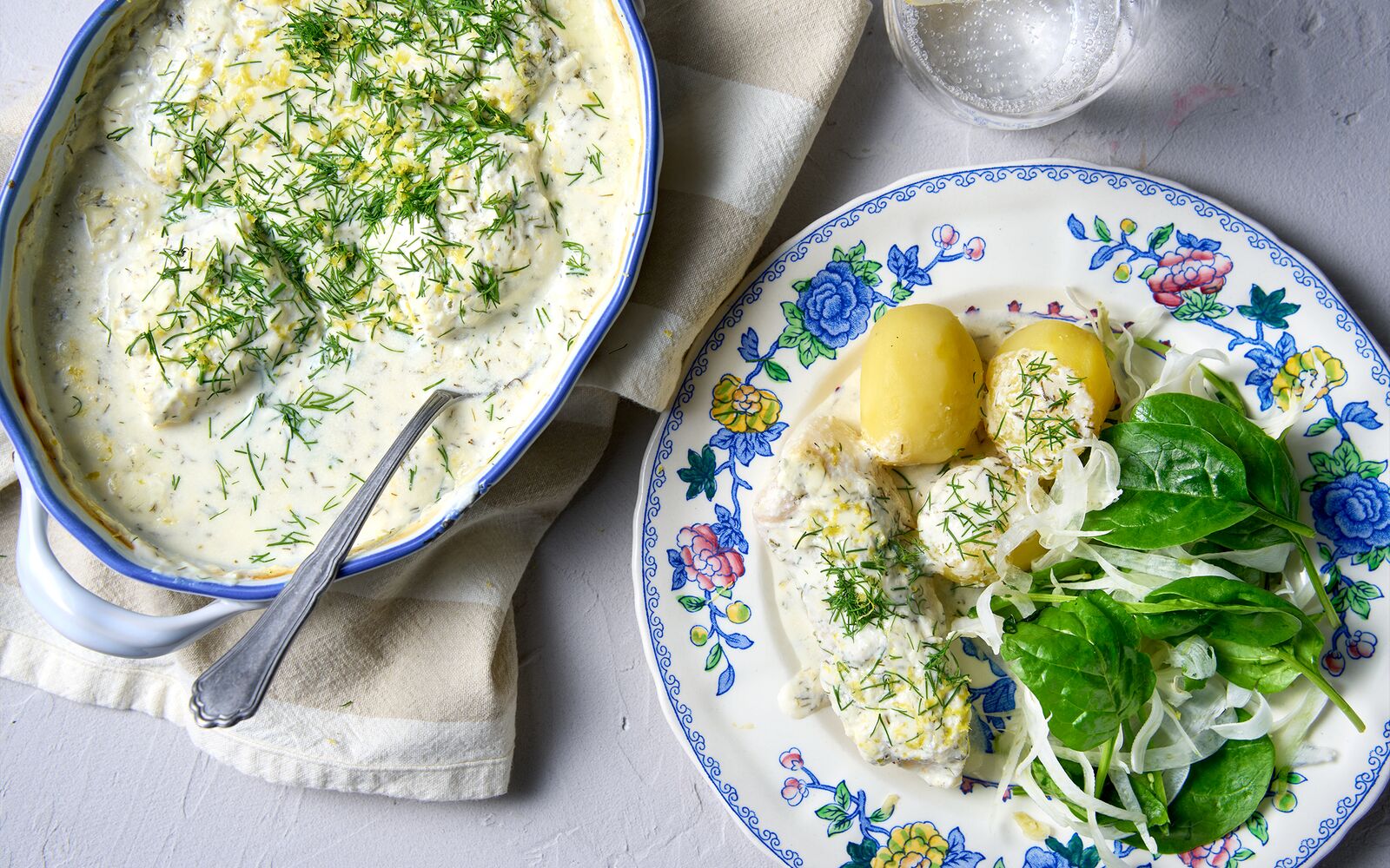 Torsk i ugn med citronsås och dill