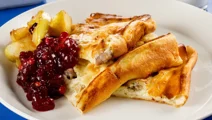 Fläskpannkaka med stekt äpple