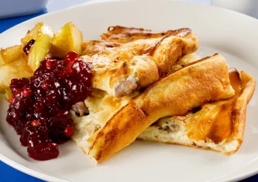 Fläskpannkaka med stekt äpple