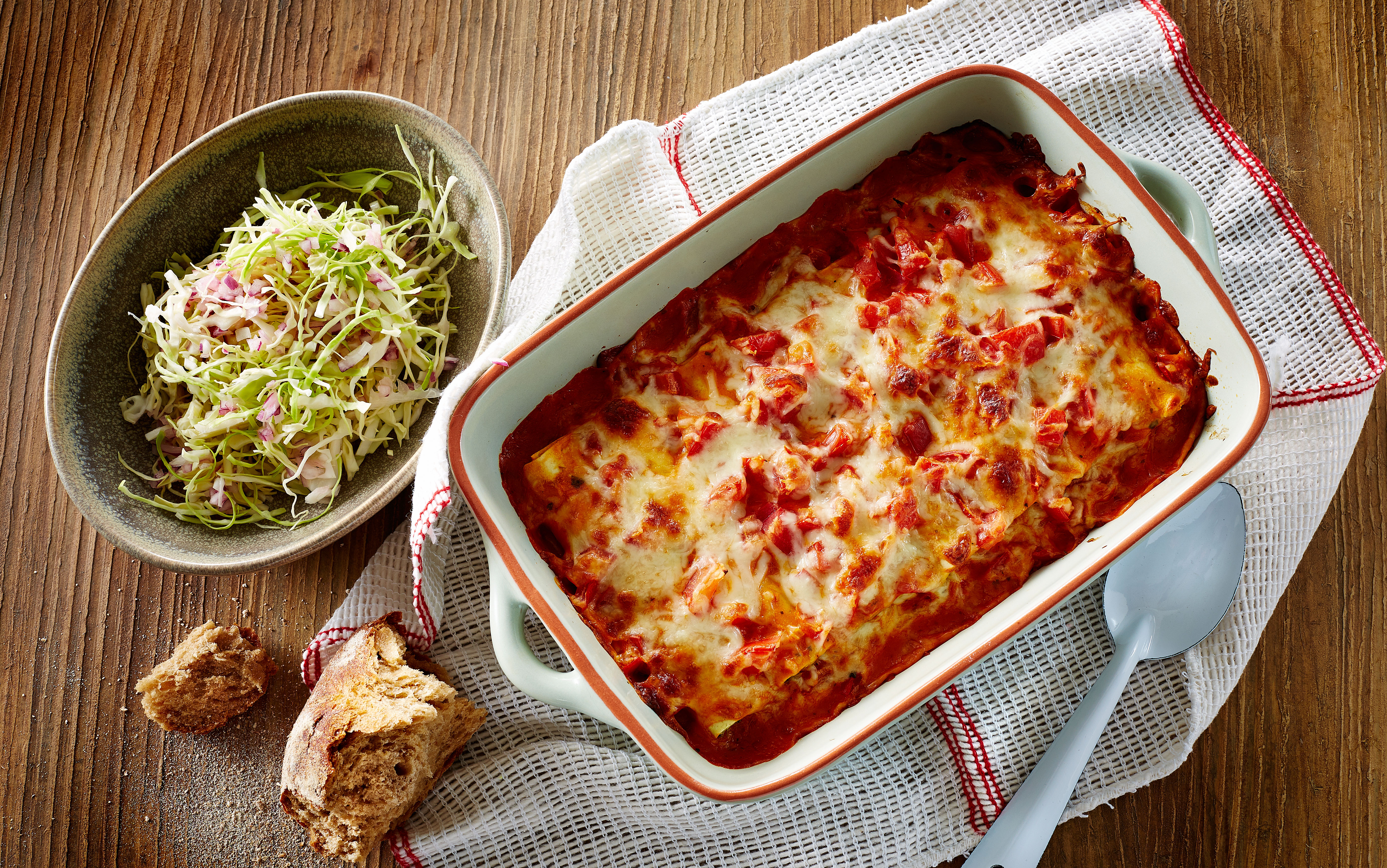 Κανελόνια με μανιτάρια και σπανάκι