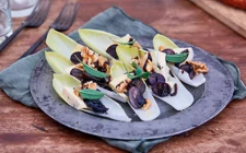 Belgium Endive with Blue Cheese, grapes and sage