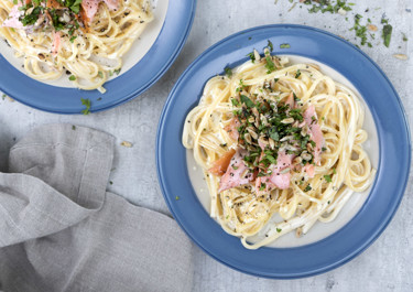 Pasta med rökt lax