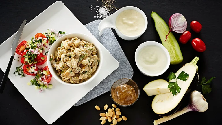 Aubergine dip with tahini and parsley
