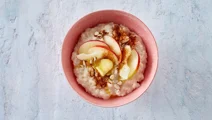 Lactosevrije rijstpudding met appels en amandelen