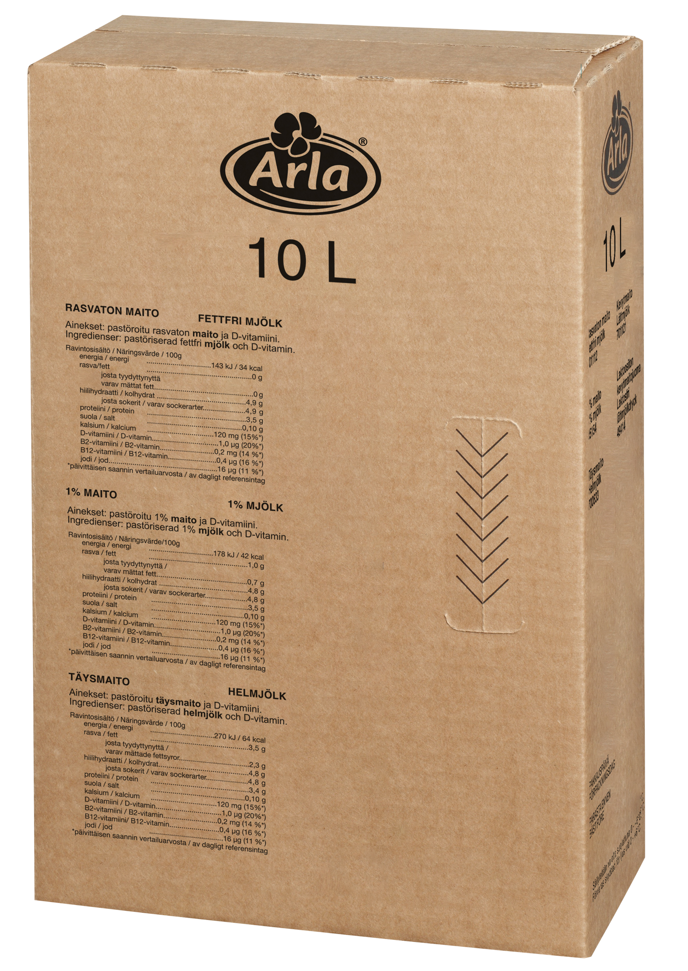 Arla rasvaton maito Suomi novobox 10L