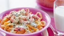 Morotspasta med kräftor