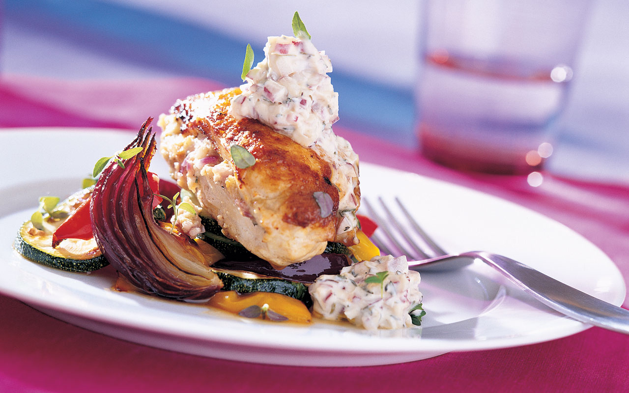 Mit Senf gefülltes Hähnchen