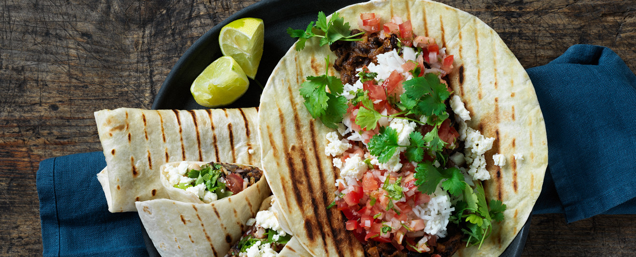 Burrito med bönor och kokosris