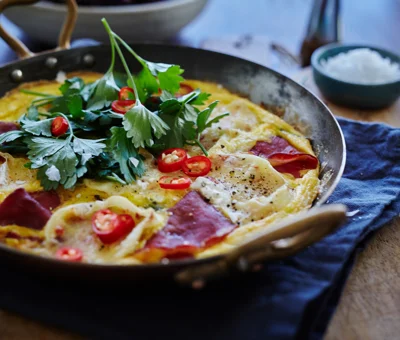 Frittata with White with Chili & bresaola