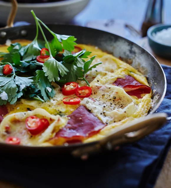 Frittata with White with Chili & bresaola