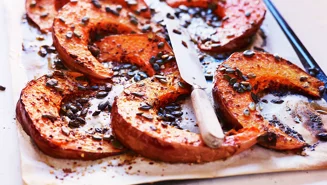 Butternut squash in the oven