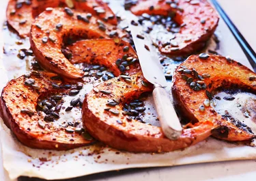 Butternut squash in the oven