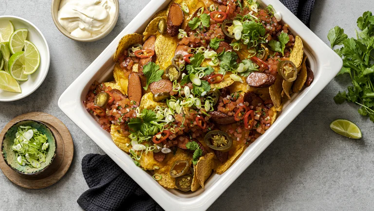 Vegetarische nachoschotel