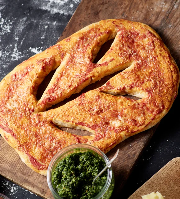 Fougasse with Mature Cheddar, Tomatoes and Curly Kale Pesto – The Ultimate Recipe