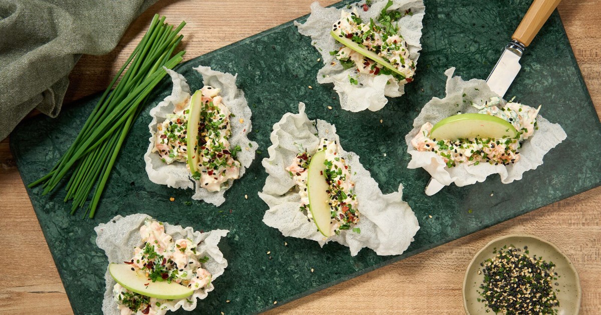 Sås Rispapper Friterat rispapper med laxtartar - Recept | Arla